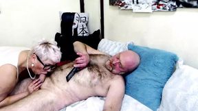 Blonde bombshell rides big cock&#x1F346;, blows bald dude then gets facial cumshot