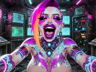 Cyberpunk Style Hotties Bouncing Breasts, Ai Animation