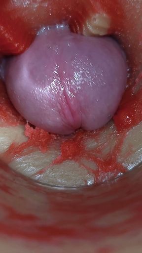 Camera Inside Deep Pussy Captures Very Huge Ejaculation of Sperm ASMR   Clip 1