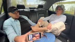 Footjob for him while you both wait in the car MP4