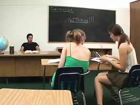 Hot teens swapping cum in this great threesome scene