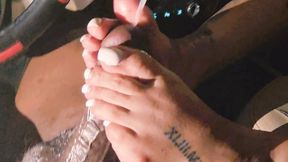 Perfect Long Toes Footjob Queen Met at Parking Lot in Car
