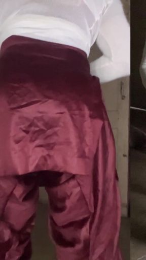 Memorable moment from "dressing satin silk salwar"