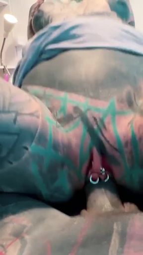 Sexy Dreadhead tattooed girl get fucked and covered with cum in private   Clip 1