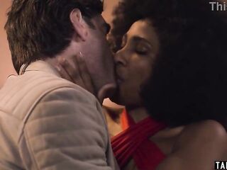 Man fingering and fucking his ebony MILF mastix Olivia Jay shaggy twat