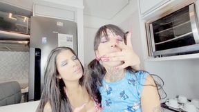 LOVING THE HANDS OF THE BEAUTIFUL BRAZILIAN BRUNETTE - BY BABE AND CINDY LOPES - CLIP 4