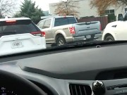 Playing with dick in drive-thru (public)
