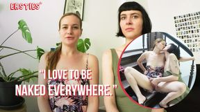 Ersties - Sally &amp; Delfine Have Hot Lesbian Sex in the Hallway