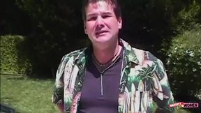 Naughty black milf seduces the white guy outdoors and lets him pummel her tight asshole