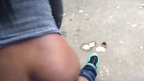 Hot babe rides cock&#x1F346; in public, flaunting her ass&#x1F351; for all to see, what a tease!