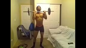 curl bar workout and some stretching before i go shovel the driveway