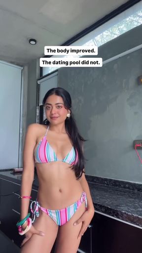 Indian babe in a sexy bikini shows off her body