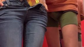 Petite girl gives birthday surprise BJs in Target dressing room