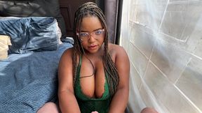 beautiful ebony girl sucks off her step dad for a facial