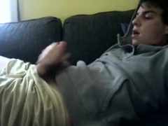 Twink's Webcam Masturbation: Cumming on Face