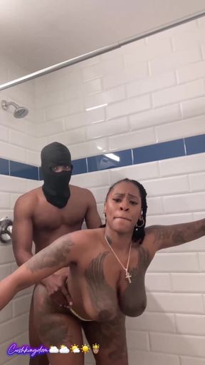 Big titty big booty Sex Goddess gets fuck hard in shower!   Clip 1