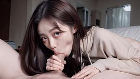 pov hot asian japanese chinese petite teen beautiful babe blowjob sucking and facial cumshot 4k - ai generated