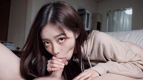 pov hot asian japanese chinese petite teen beautiful babe blowjob sucking and facial cumshot 4k - ai generated