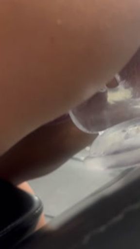 Double penetration with clear dildo