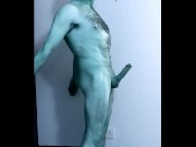Gillogamain poses with a huge erection.