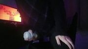 Femboy cumming with improvised fleshlight