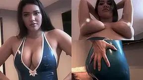 Annabelle in Trans Blue Catsuit - LatexHeavenVideo