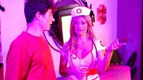 ”Huge boobs mature COUGAR stepmum roleplays as nurse with teen stepson”