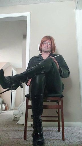 Jenna smoking and stroking in stiletto boots