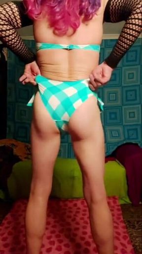 Bikini play and suit with chain panty cumshot ending