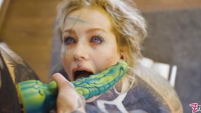 Burlesque Tattooed Minxs Big Tits Strap-on Fuck