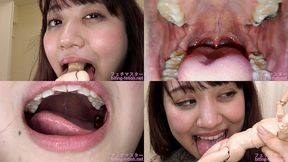 Yukino Nagasawa - Showing inside cute girl's mouth, chewing gummy candys, sucking fingers, licking and sucking human doll, and chewing dried sardines mout-177 - MOV