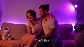 Kinky girl asked to stretch her ass with huge dildo