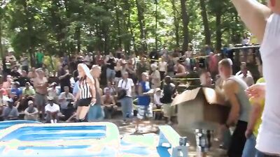 Fighting Naked Outdoors in a Crowd