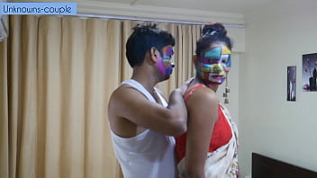 Sexy artist couple making art together
