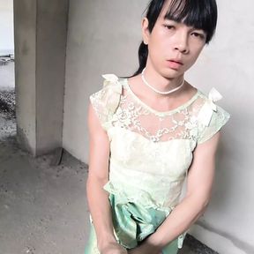 Ladyboy solo green thai dress