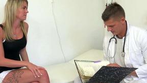 ”Doc probes patients beaver with his prick for best test results”