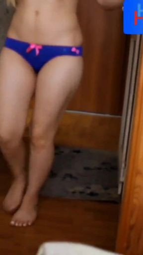 I played with my boyfriend's cock in my mouth on my boyfriend's bed in the hotel room like