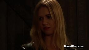 Tied Up Blonde Lesbian Slave Whipped By Dom Mistress
