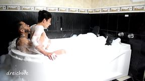 playing in the jacuzzi