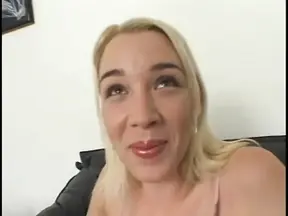 Raunchy white beauty takes big black cock in BTS scene