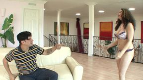 kiki daire cums on his cock and lets him poke around until he pops off
