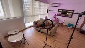 Stepmom and stepson. Risky cum in mouth. Behind the scenes