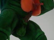Beefy furry alien and nerd close up sex
