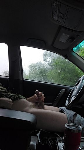 Car wank and cum.