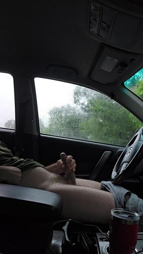 Car wank and cum.