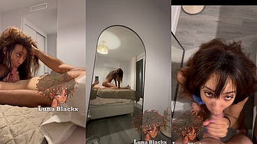 Ebony godess LunaBlackx sucking and riding // Short version