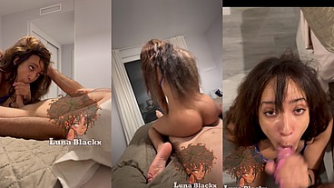 Ebony godess LunaBlackx sucking and riding // Short version