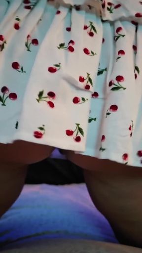 Click for Gif Kat-licious Sexy Dance in Denim Tank Top & White Short Skirt- Stripping Down