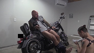 Fucking my submissive on my Harley, Cigar Smoking