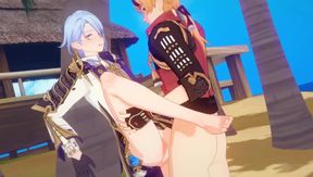 Thoma fucks Ayato raw anal yaoi feral rough